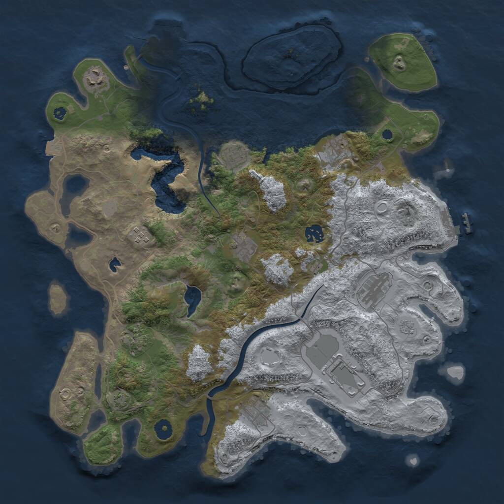 Rust Map: Procedural Map, Size: 4000, Seed: 547883236, 16 Monuments