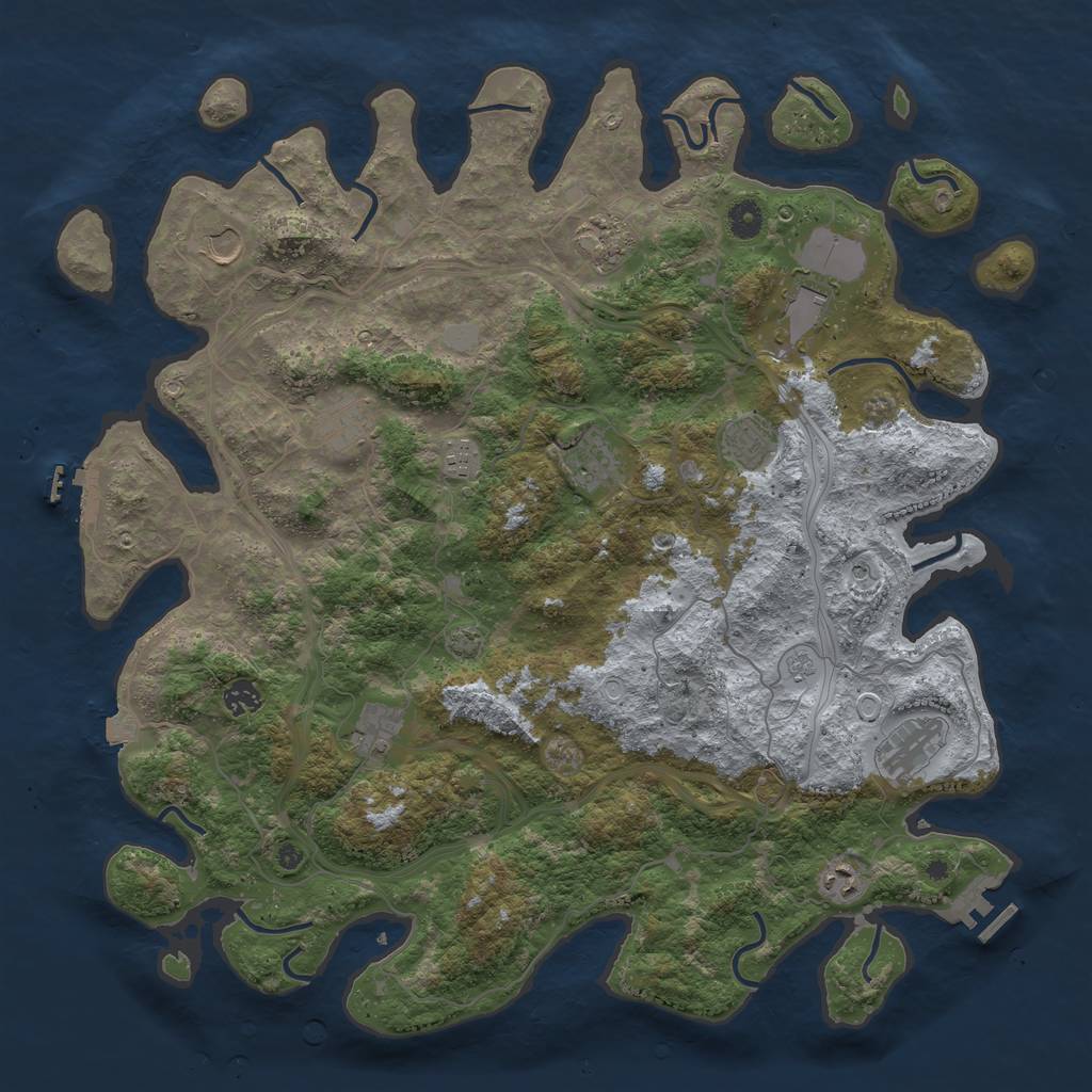 Rust Map: Procedural Map, Size: 4500, Seed: 2134910651, 19 Monuments