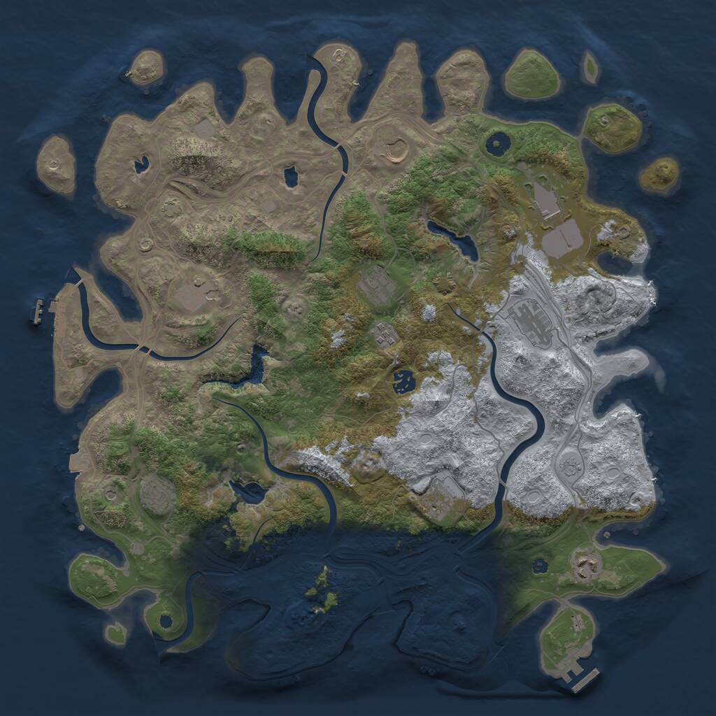 Rust Map: Procedural Map, Size: 4500, Seed: 2134910651, 16 Monuments