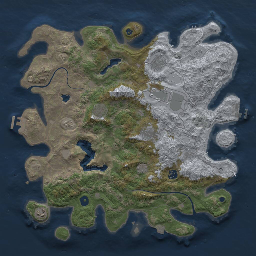 Rust Map: Procedural Map, Size: 4000, Seed: 1207744087, 13 Monuments