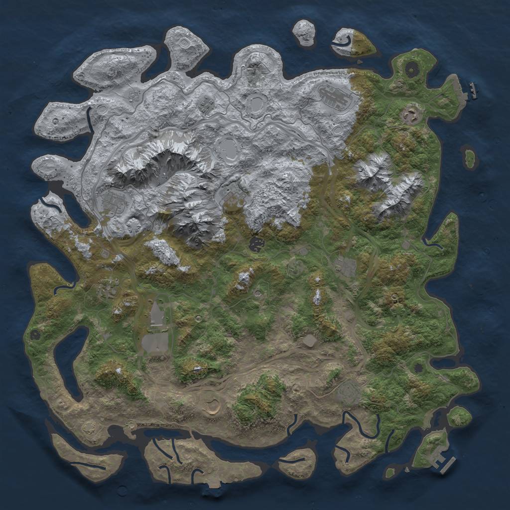 Rust Map: Procedural Map, Size: 5000, Seed: 713673622, 19 Monuments