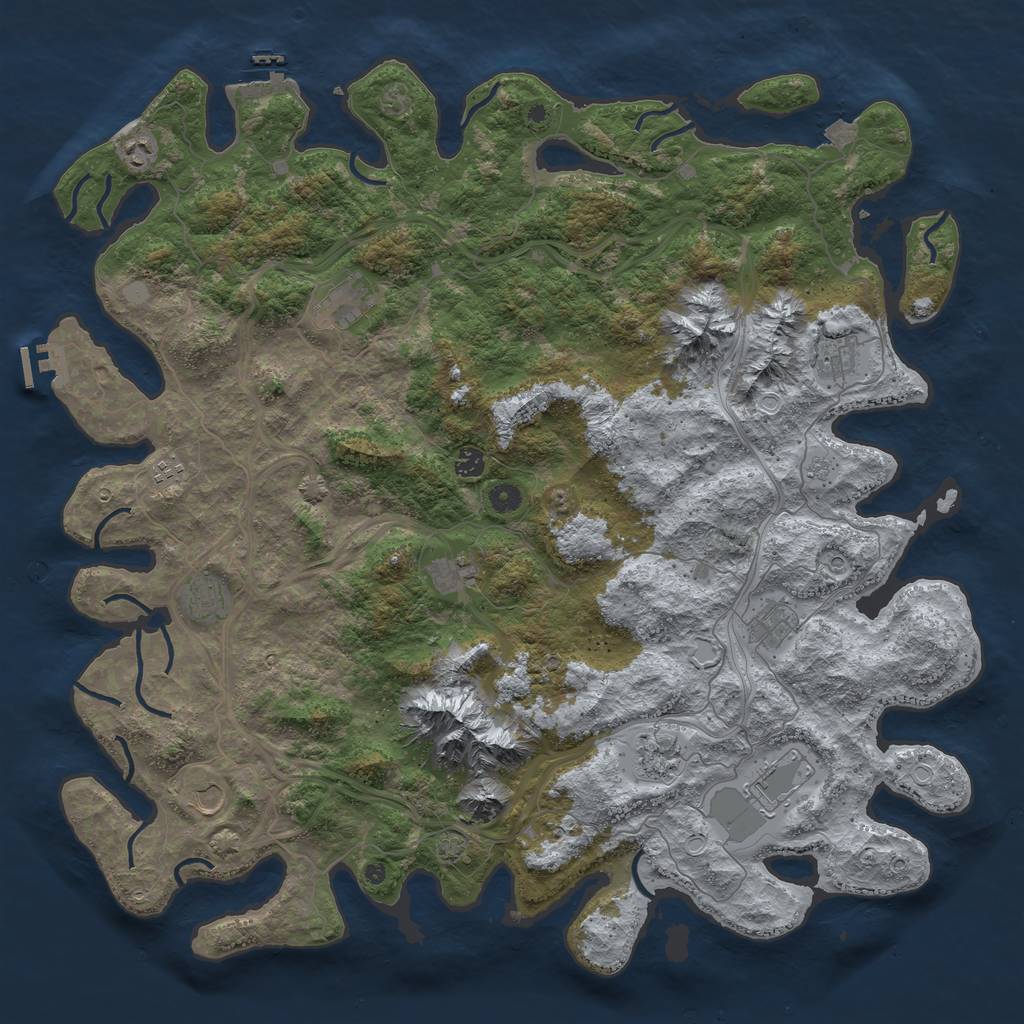 Rust Map: Procedural Map, Size: 5000, Seed: 1288444, 19 Monuments