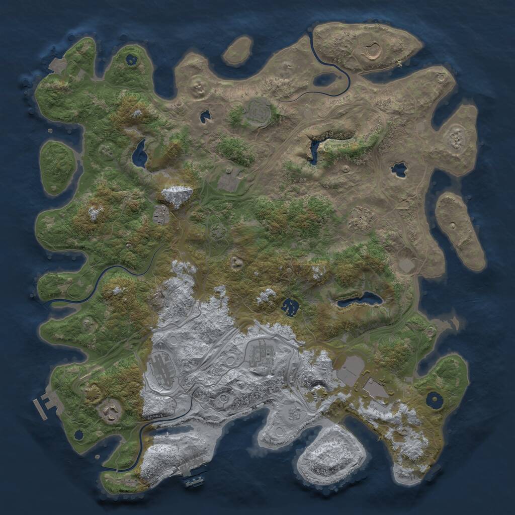 Rust Map: Procedural Map, Size: 4500, Seed: 662768513, 16 Monuments