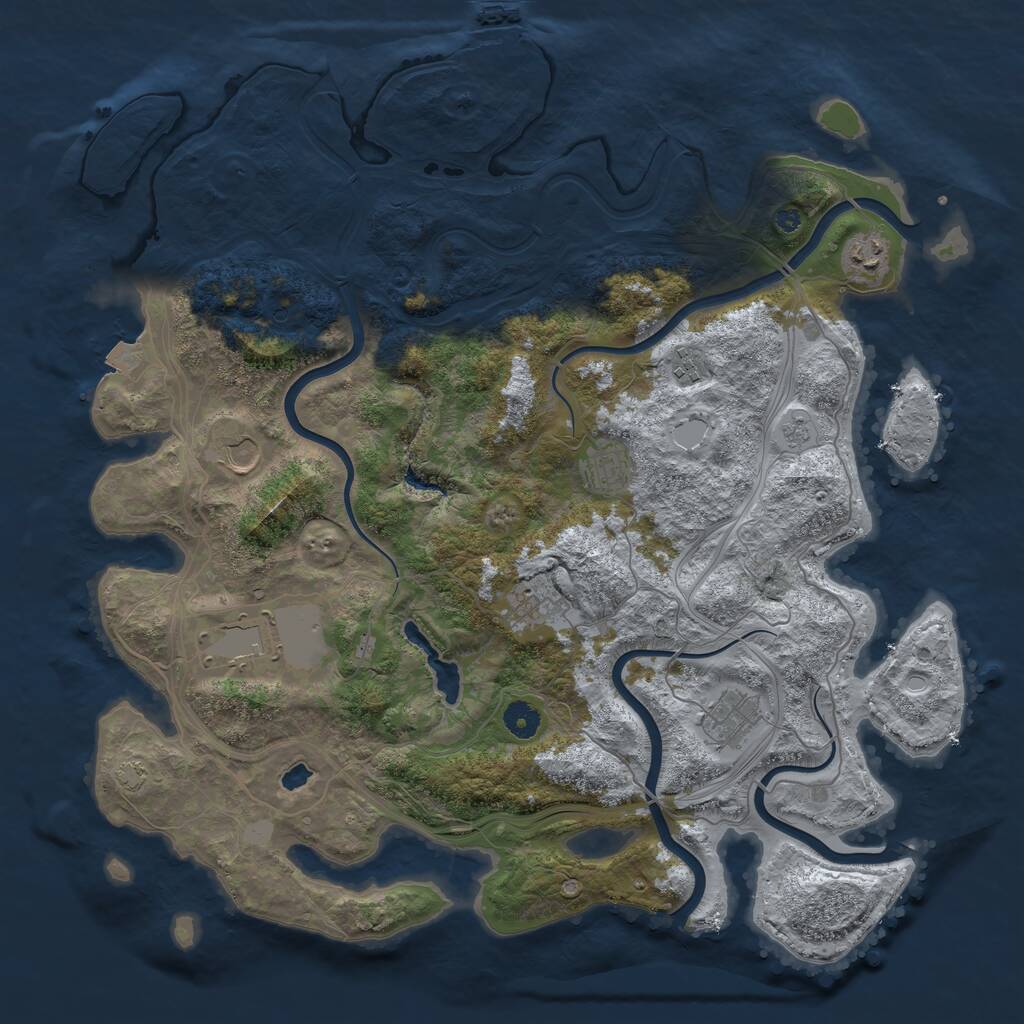 Rust Map: Procedural Map, Size: 4250, Seed: 1831644159, 12 Monuments