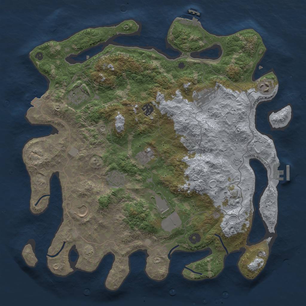 Rust Map: Procedural Map, Size: 4000, Seed: 254052680, 18 Monuments