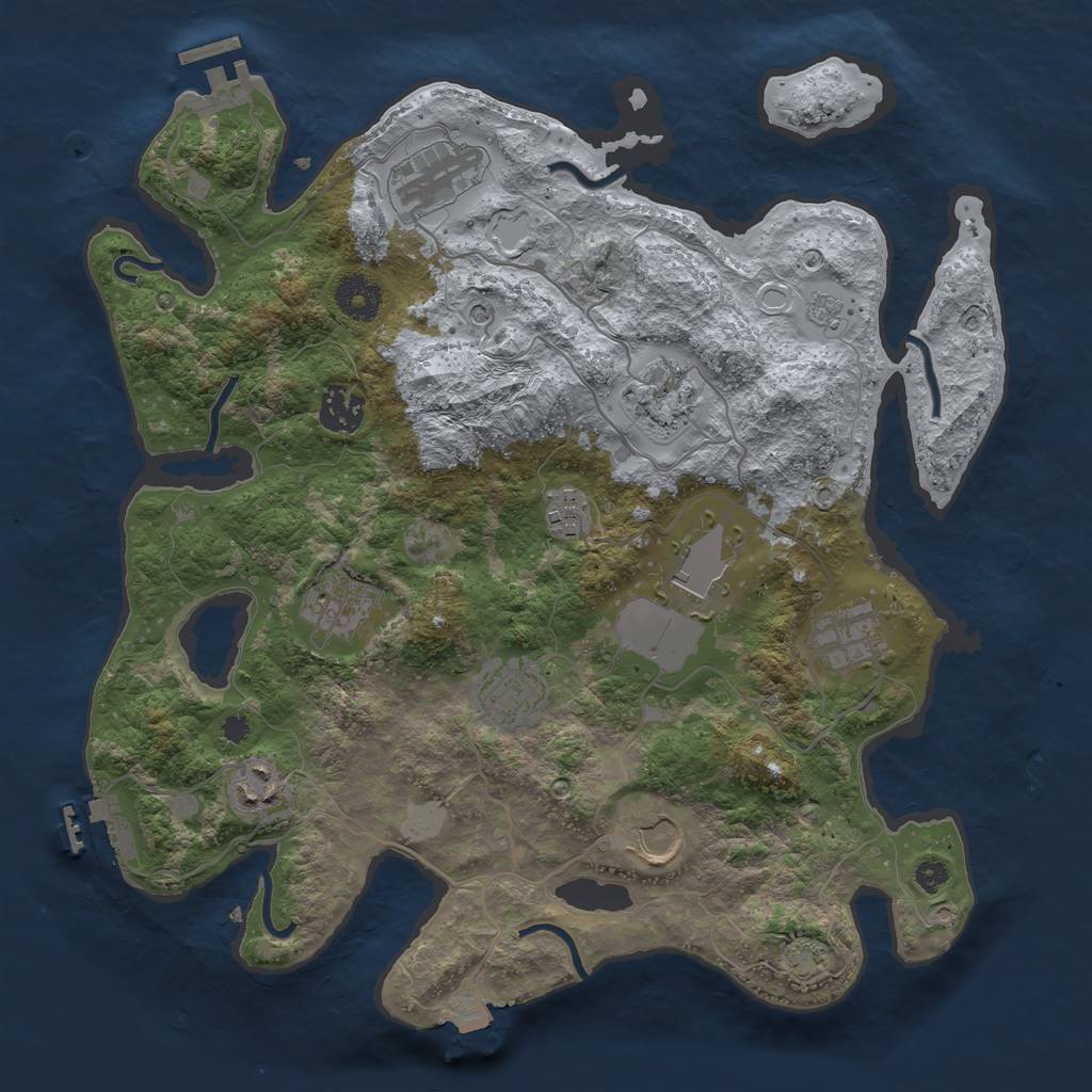 Rust Map: Procedural Map, Size: 3500, Seed: 42121907, 18 Monuments