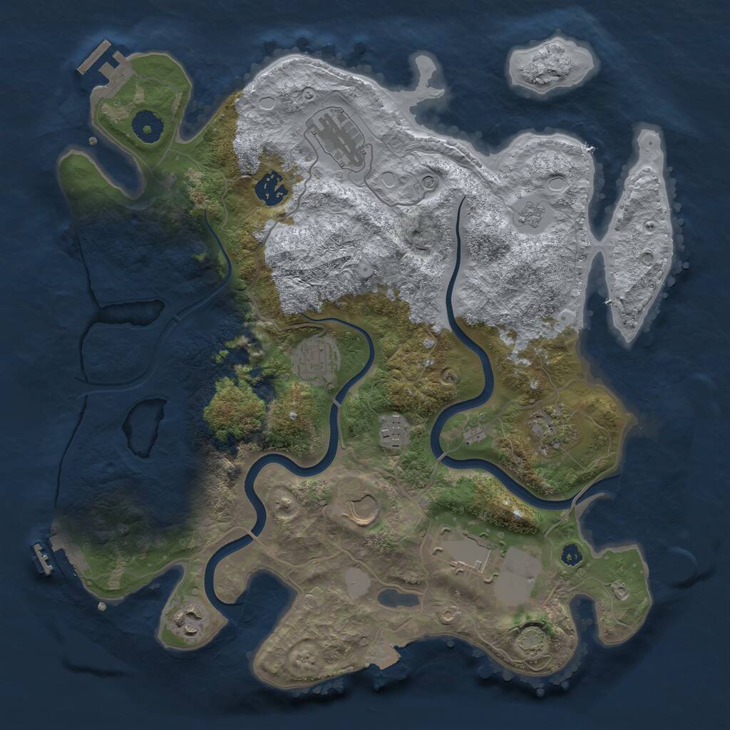 Rust Map: Procedural Map, Size: 3500, Seed: 42121907, 14 Monuments