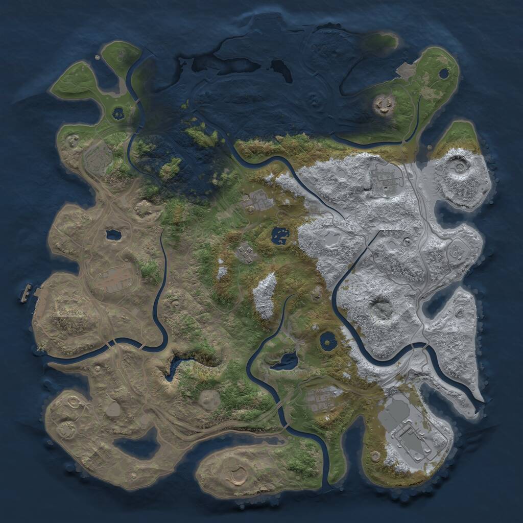 Rust Map: Procedural Map, Size: 4300, Seed: 1739882483, 16 Monuments