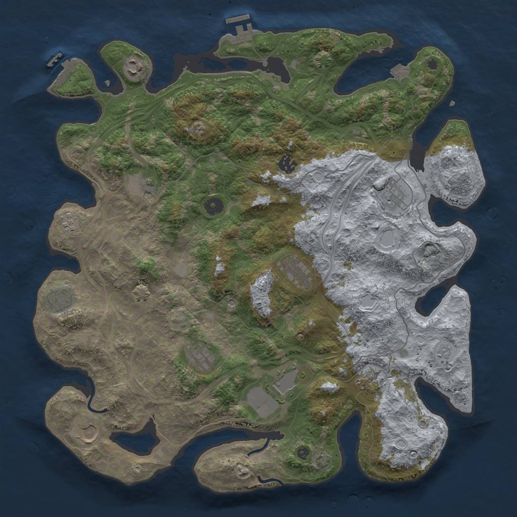 Rust Map: Procedural Map, Size: 4300, Seed: 1739882483, 19 Monuments