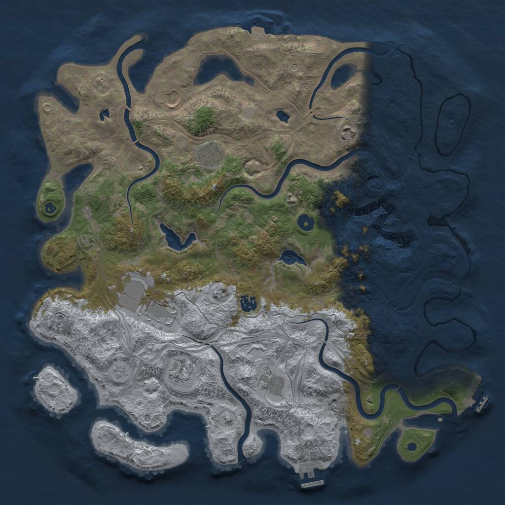Rust Map: Procedural Map, Size: 4500, Seed: 1698029133, 14 Monuments