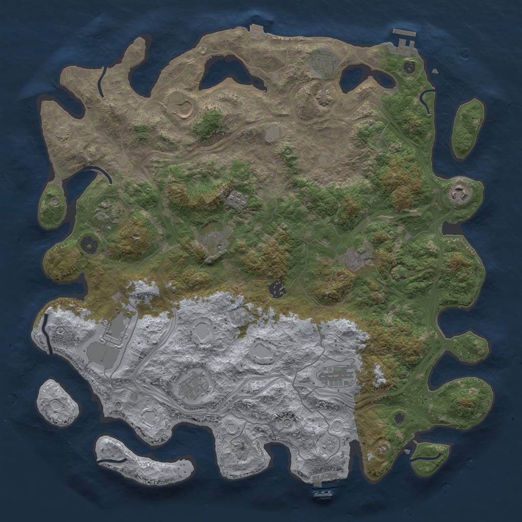 Rust Map: Procedural Map, Size: 4500, Seed: 1698029133, 19 Monuments