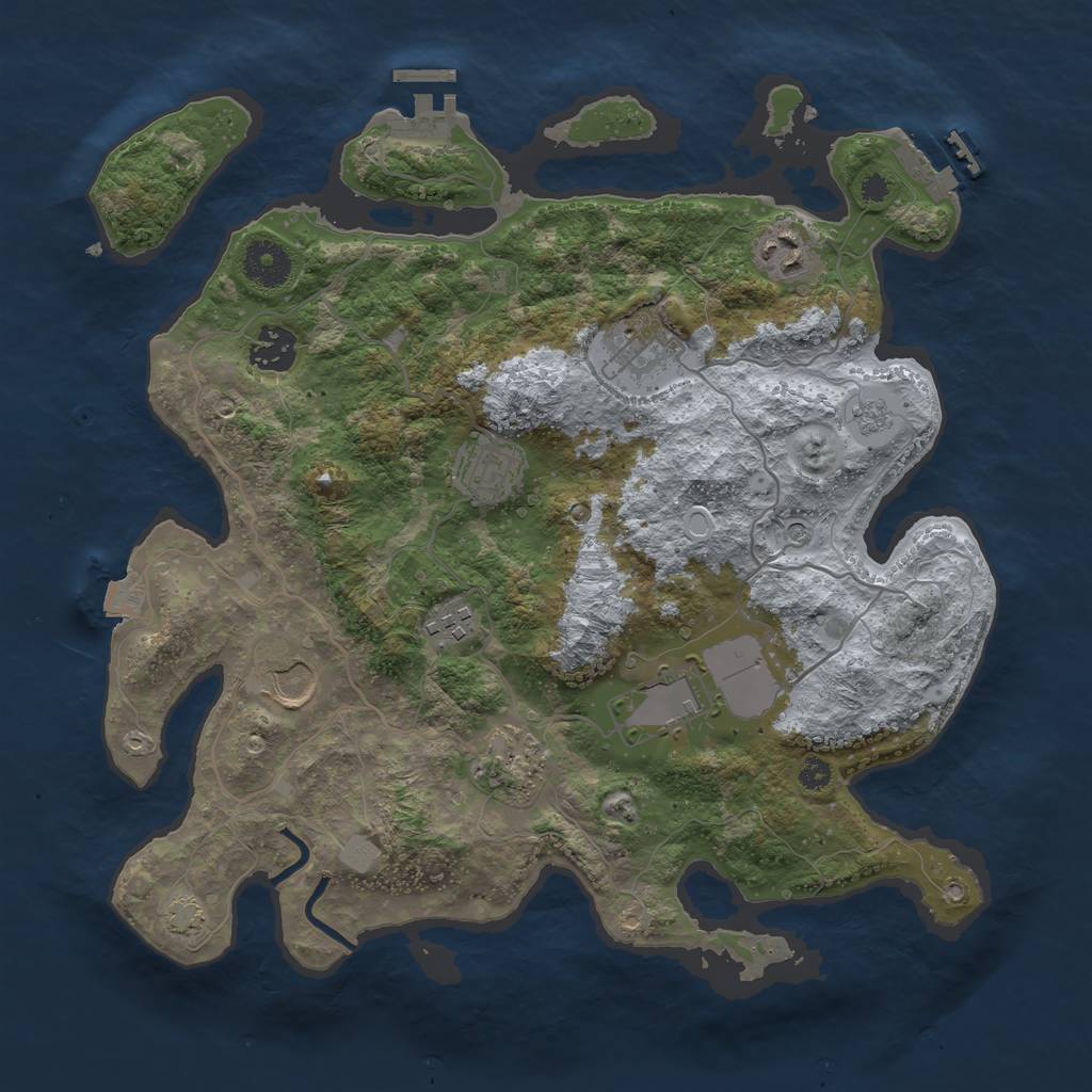 Rust Map: Procedural Map, Size: 3500, Seed: 1870938449, 16 Monuments