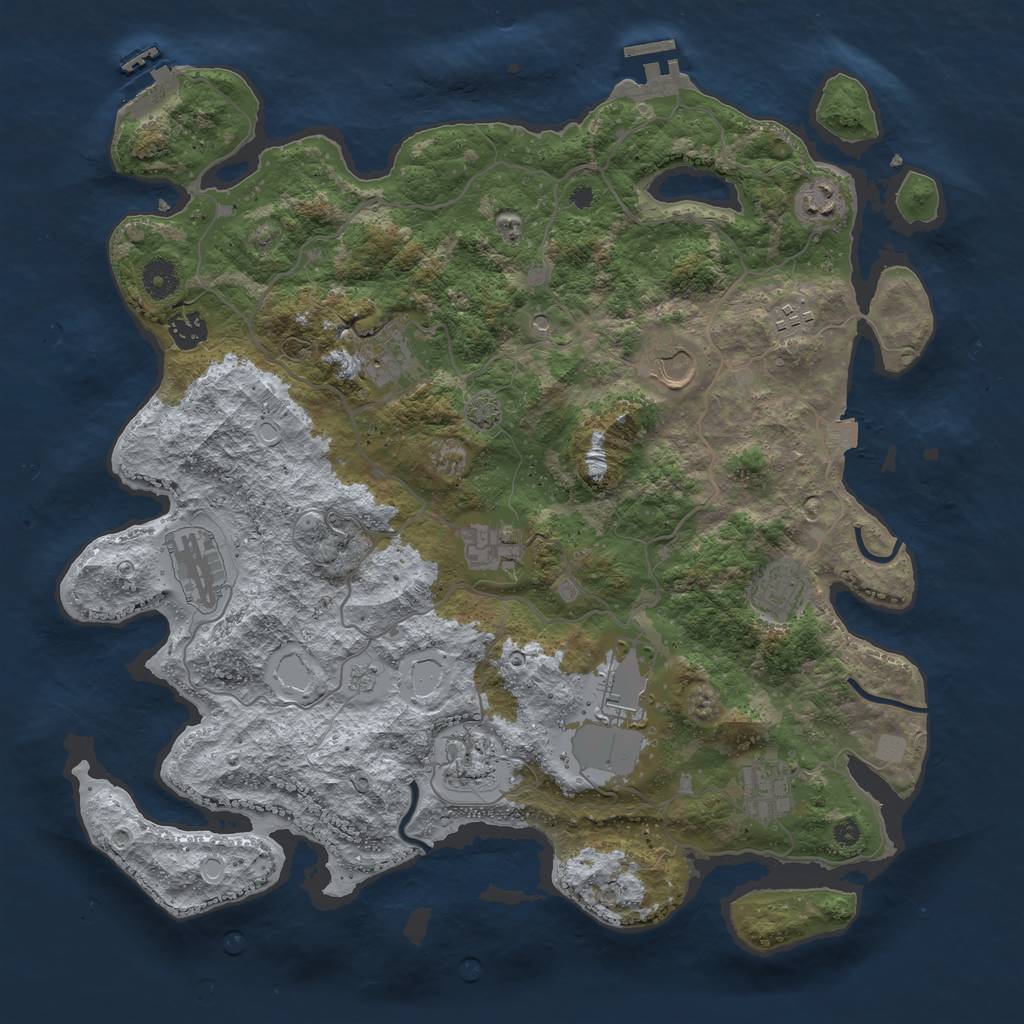 Rust Map: Procedural Map, Size: 4000, Seed: 44389277, 19 Monuments