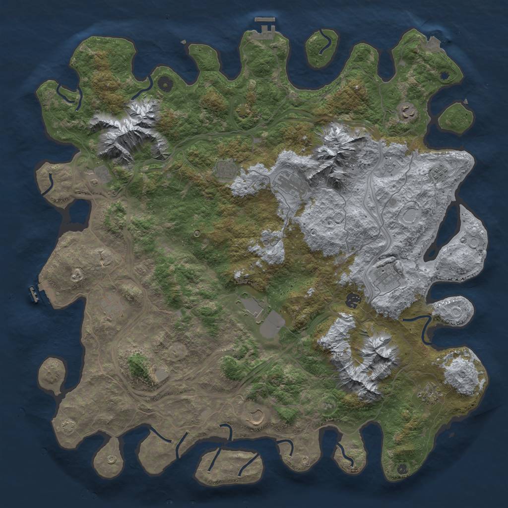 Rust Map: Procedural Map, Size: 5000, Seed: 51515151, 19 Monuments
