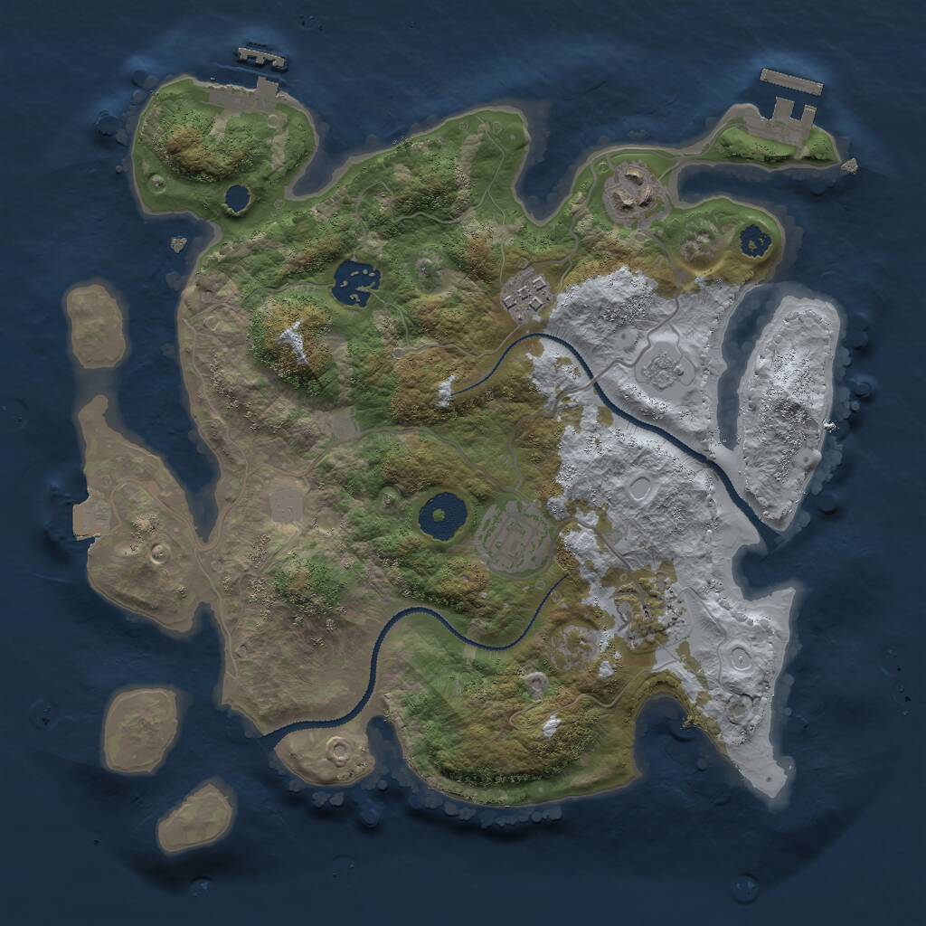 Rust Map: Procedural Map, Size: 3000, Seed: 1433618405, 9 Monuments
