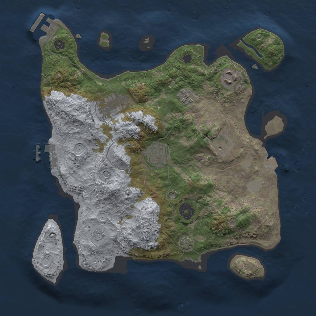 Rust Map: Procedural Map, Size: 3000, Seed: 616163923, 13 Monuments