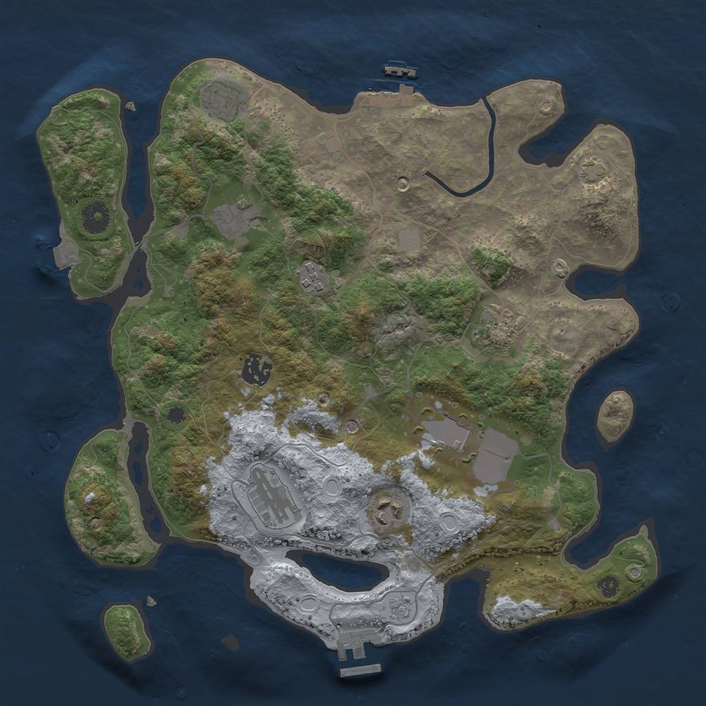 Rust Map: Procedural Map, Size: 3500, Seed: 195881630, 16 Monuments