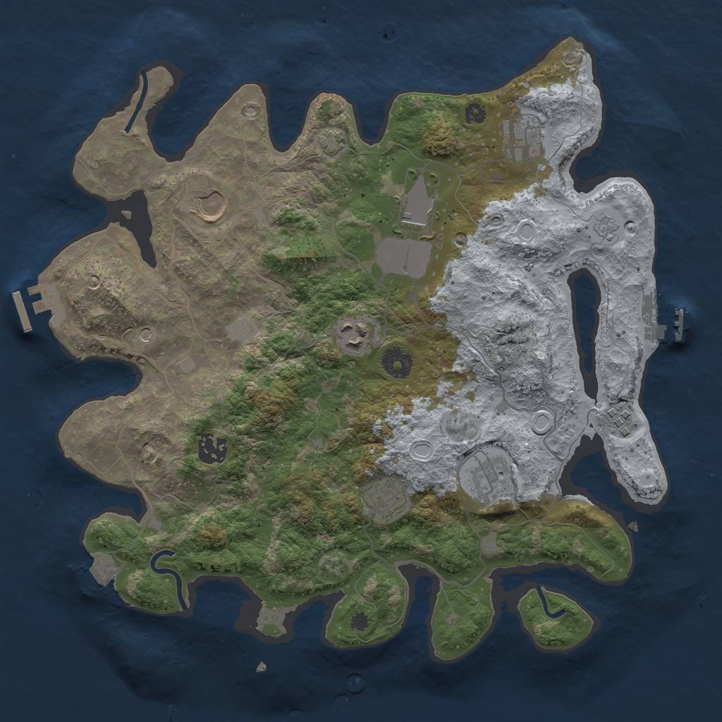 Rust Map: Procedural Map, Size: 3500, Seed: 1934527740, 16 Monuments