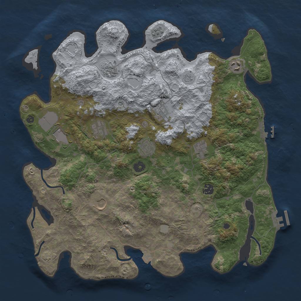 Rust Map: Procedural Map, Size: 4000, Seed: 1040175564, 18 Monuments