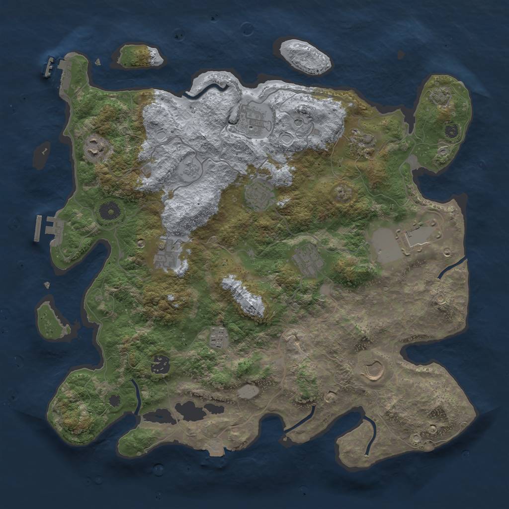 Rust Map: Procedural Map, Size: 3895, Seed: 584559, 18 Monuments
