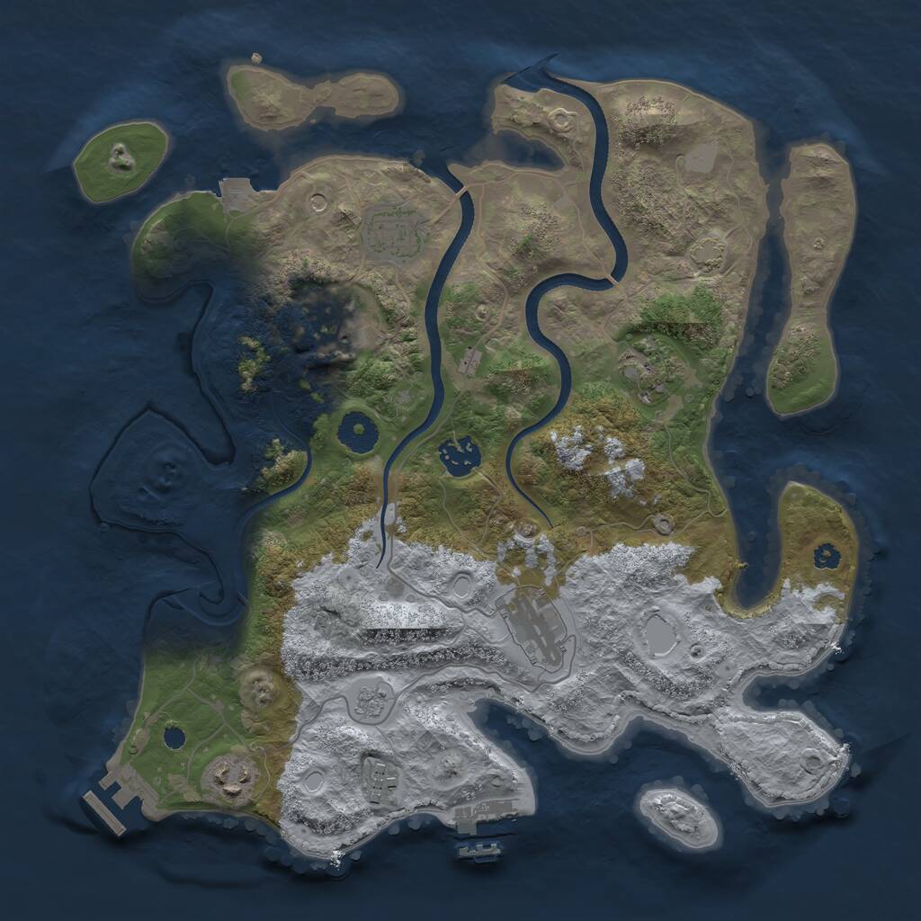 Rust Map: Procedural Map, Size: 3449, Seed: 12311163, 13 Monuments