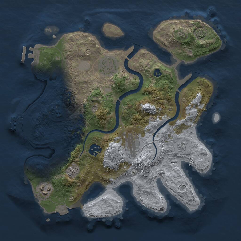 Rust Map: Procedural Map, Size: 3000, Seed: 6416, 11 Monuments