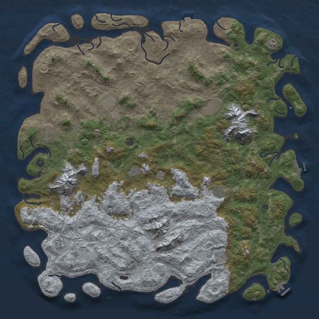Rust Map: Procedural Map, Size: 6000, Seed: 1039994512, 19 Monuments