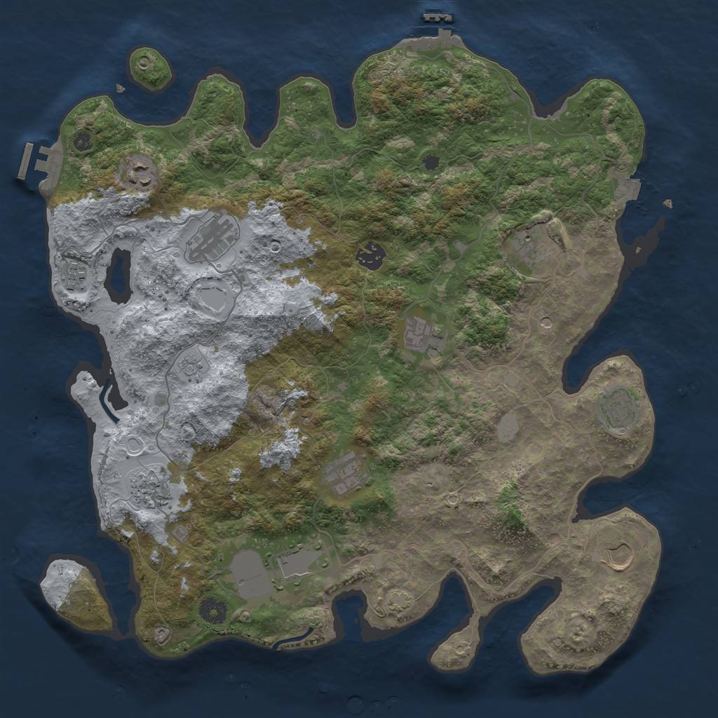 Rust Map: Procedural Map, Size: 3900, Seed: 1740214560, 19 Monuments