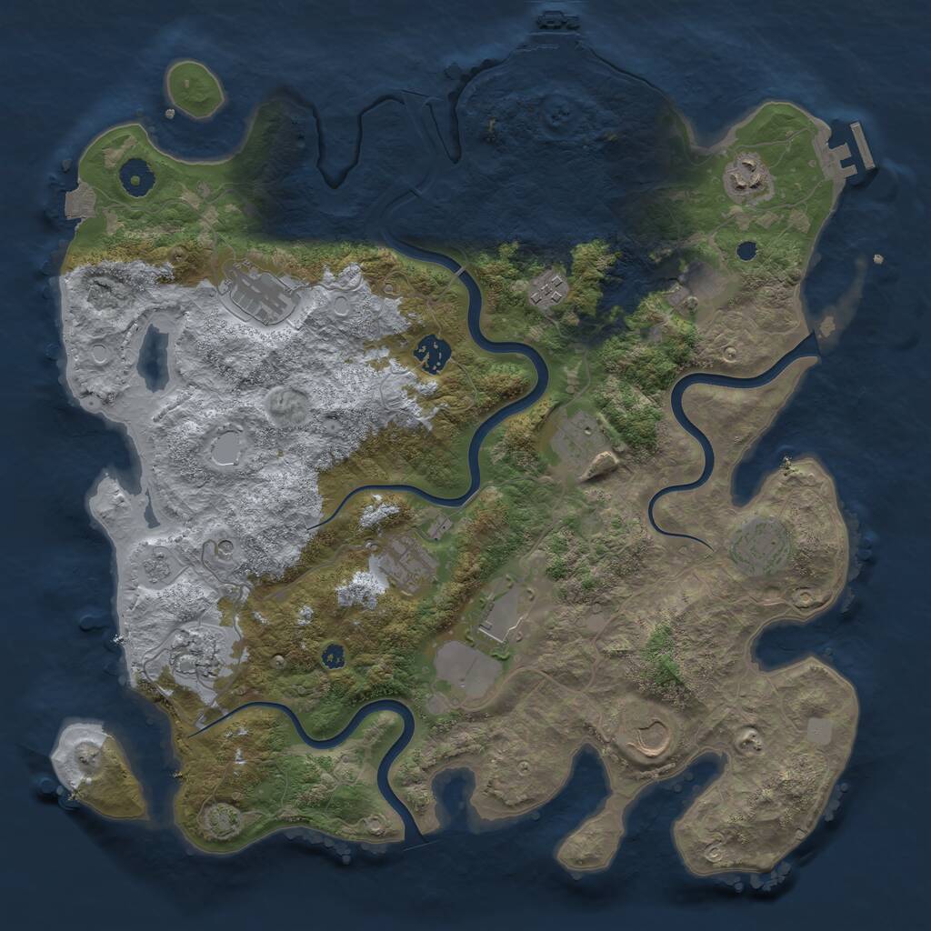 Rust Map: Procedural Map, Size: 3900, Seed: 1740214560, 17 Monuments