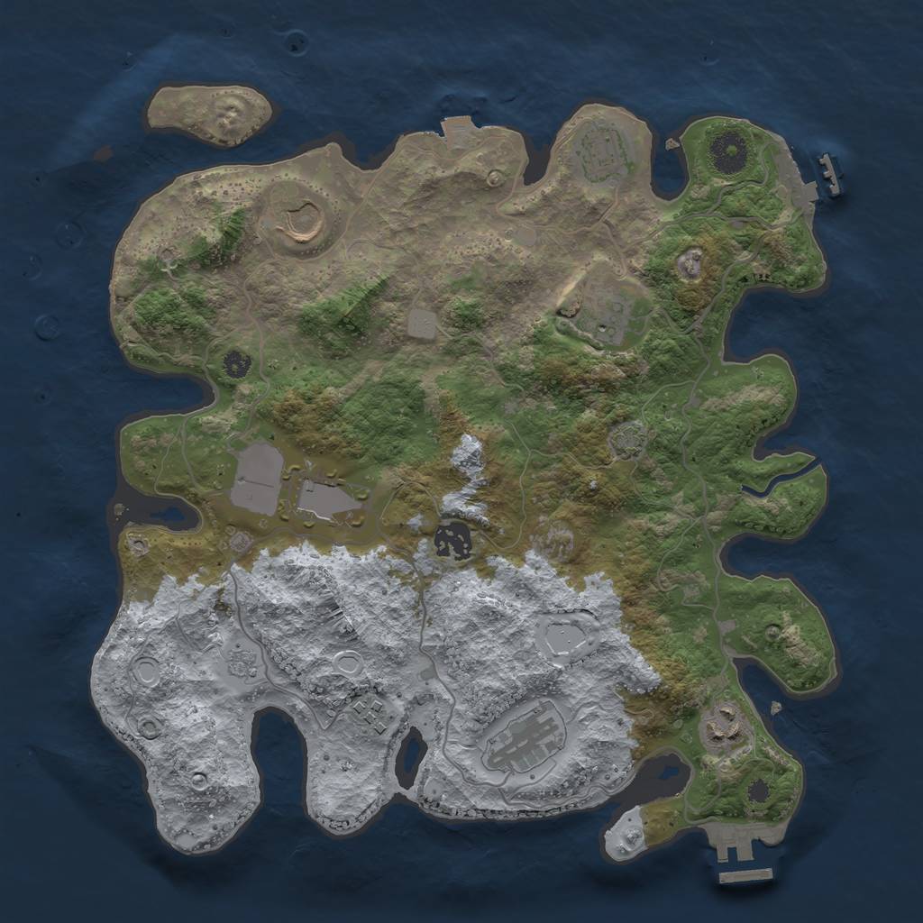 Rust Map: Procedural Map, Size: 3500, Seed: 605844903, 15 Monuments