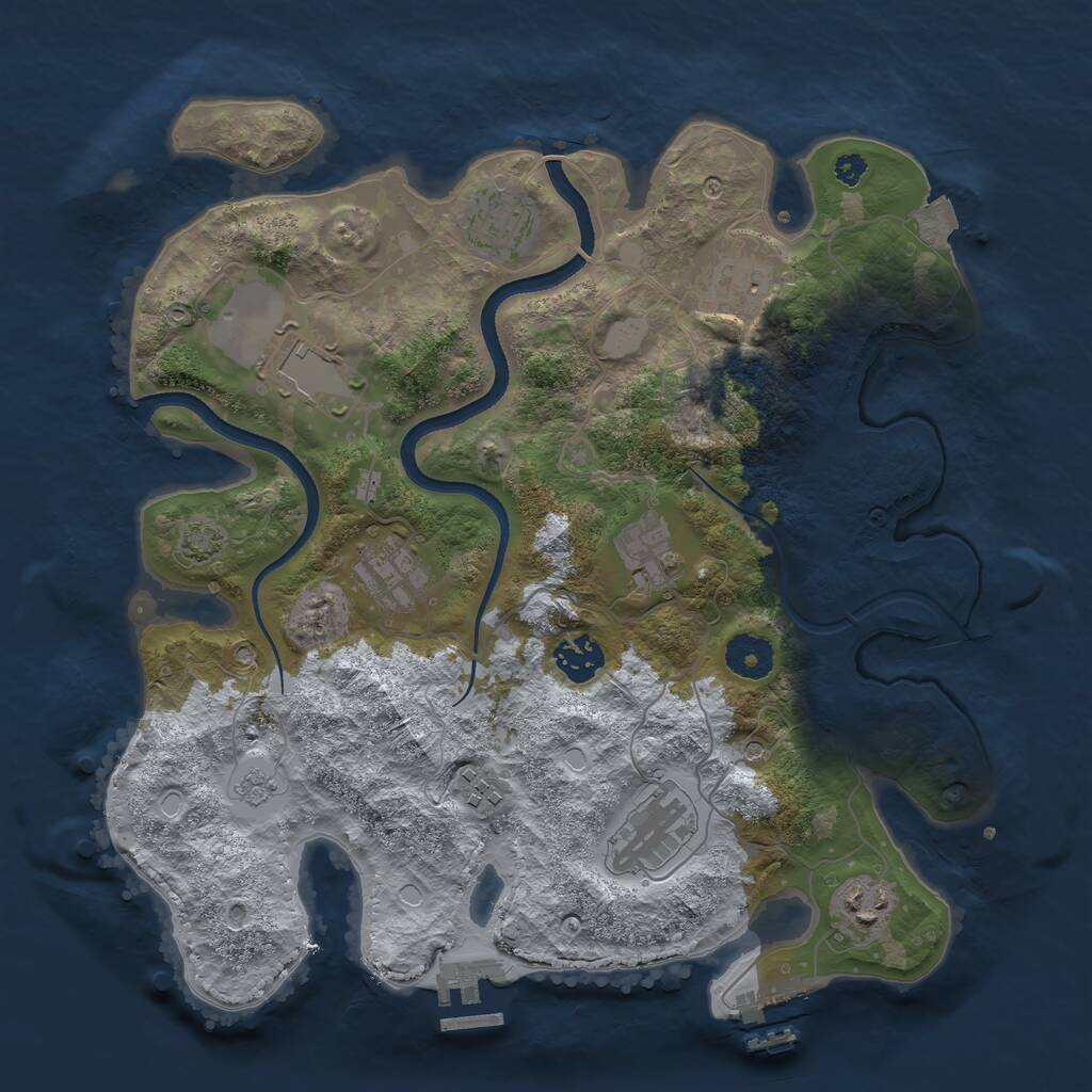 Rust Map: Procedural Map, Size: 3500, Seed: 605844903, 15 Monuments