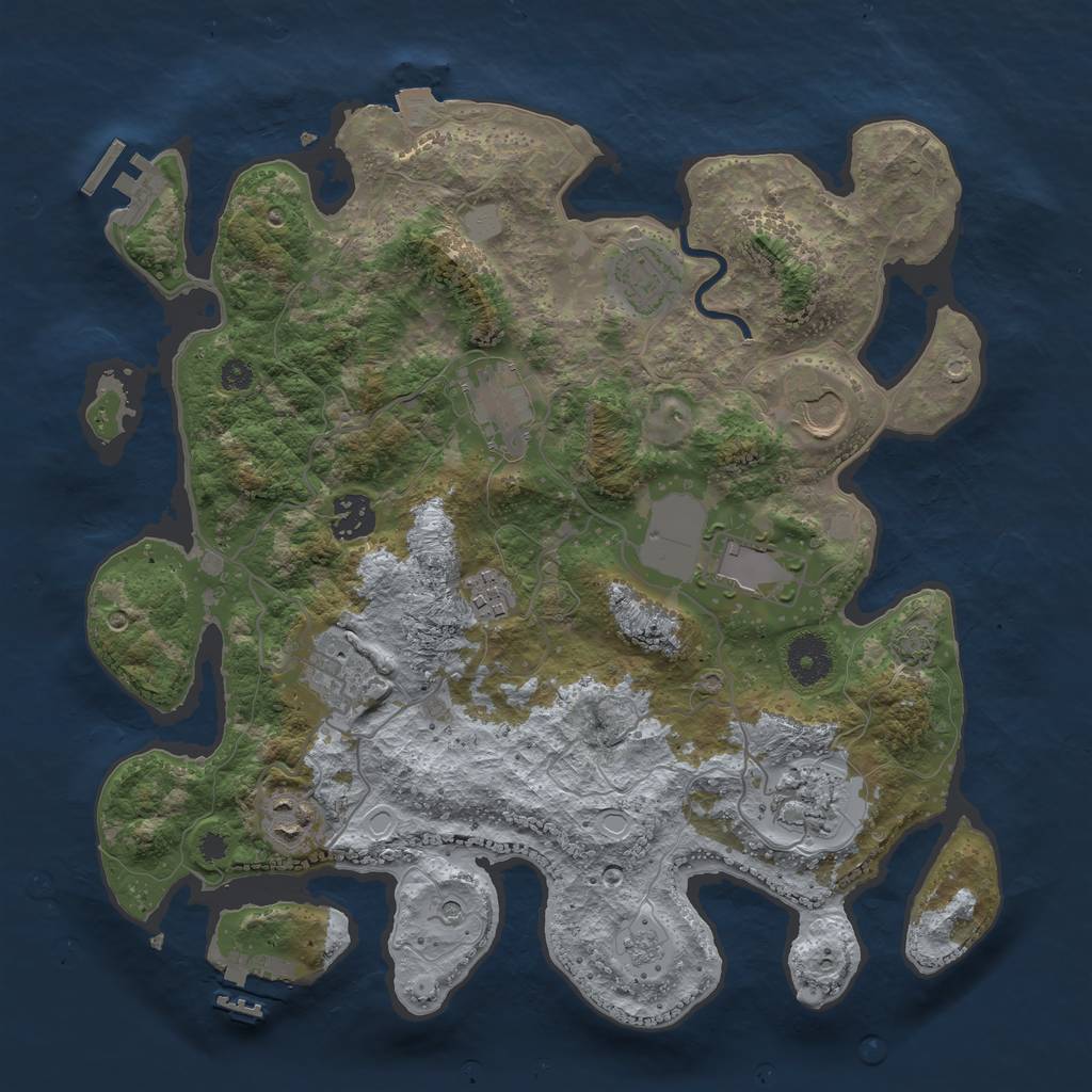 Rust Map: Procedural Map, Size: 3500, Seed: 2100012561, 17 Monuments