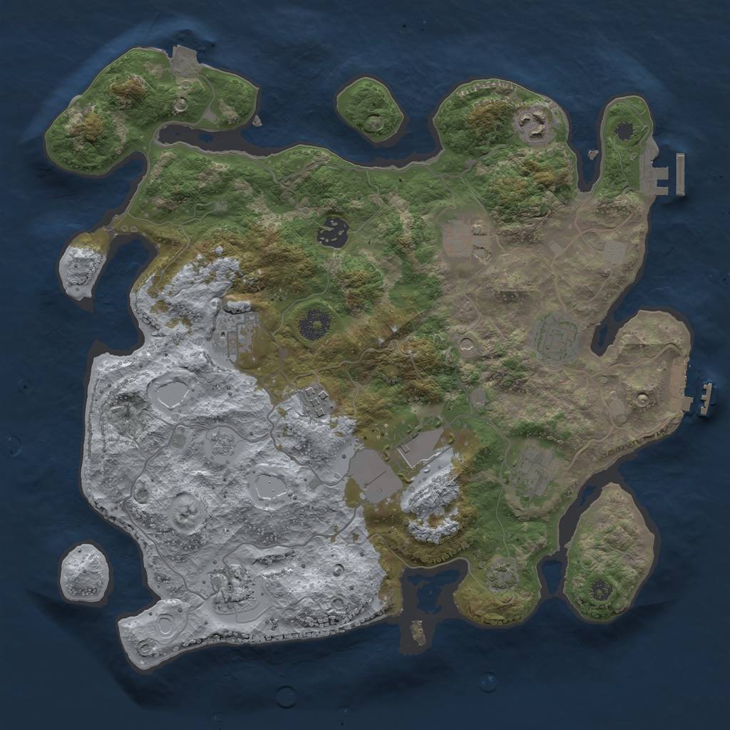 Rust Map: Procedural Map, Size: 3500, Seed: 1576141379, 17 Monuments
