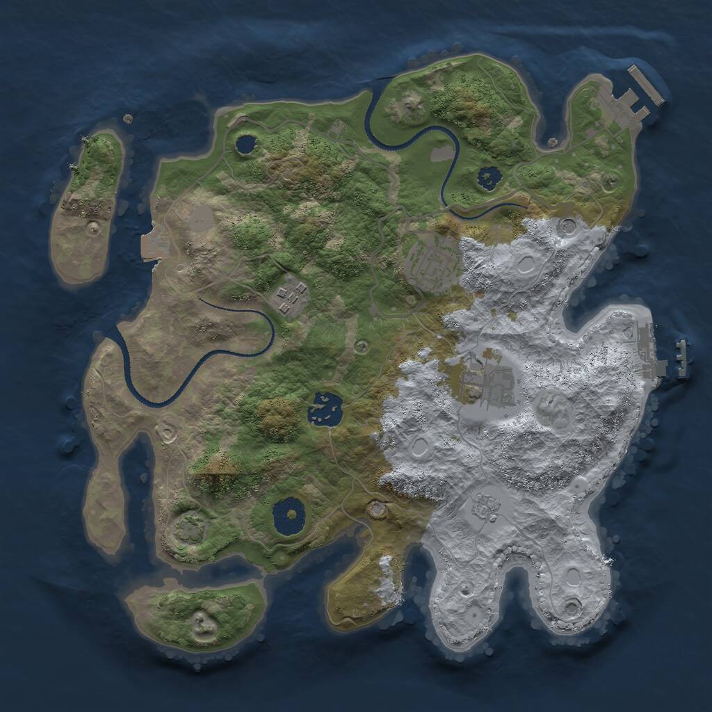 Rust Map: Procedural Map, Size: 3000, Seed: 1495951781, 10 Monuments