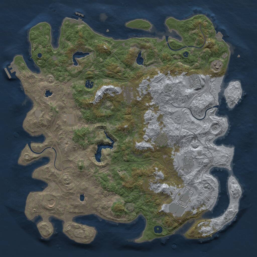 Rust Map: Procedural Map, Size: 4600, Seed: 6068100, 17 Monuments