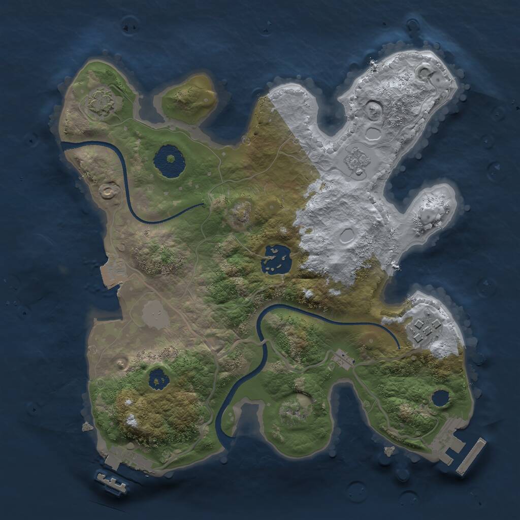 Rust Map: Procedural Map, Size: 2500, Seed: 1961210054, 7 Monuments