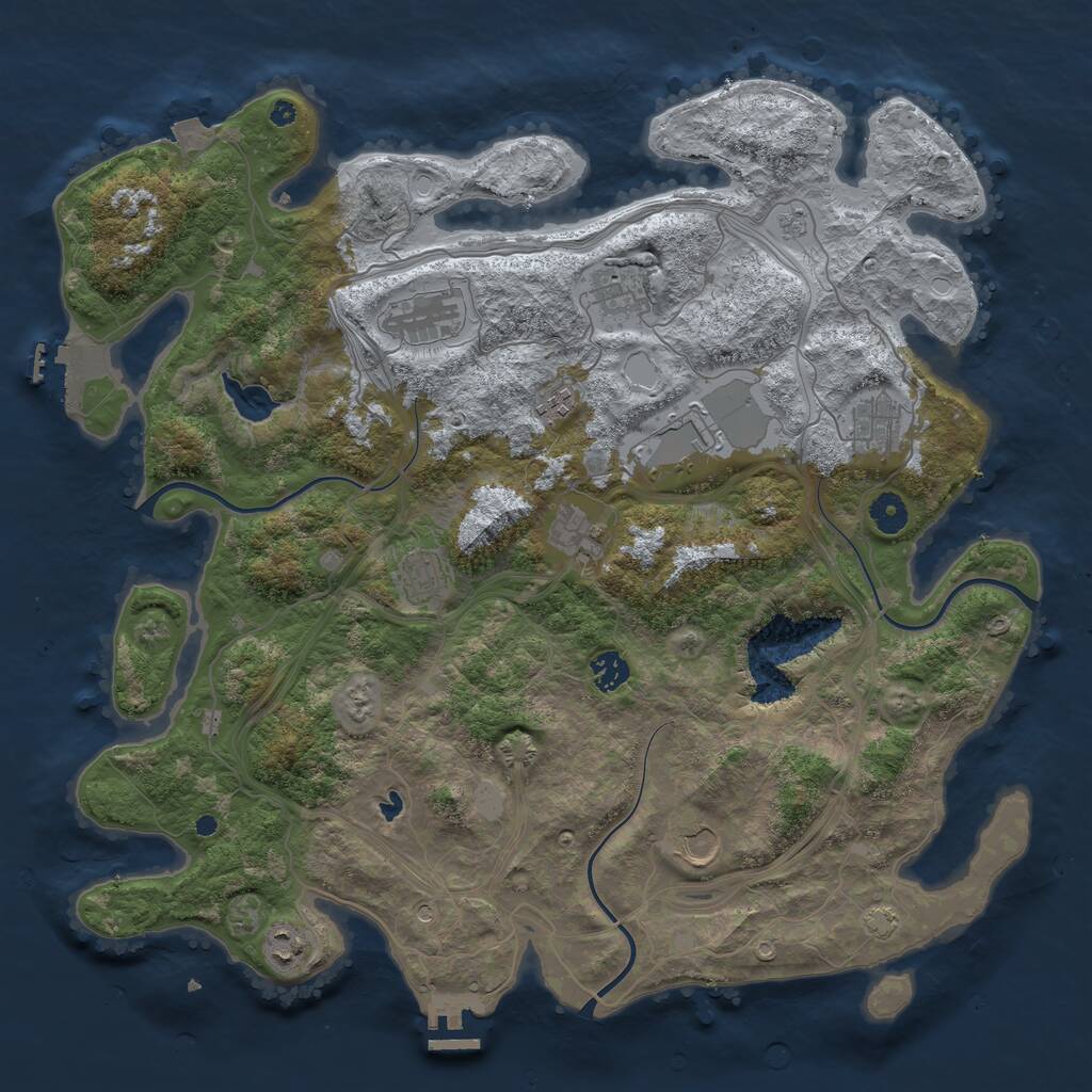 Rust Map: Procedural Map, Size: 4250, Seed: 2145463508, 16 Monuments