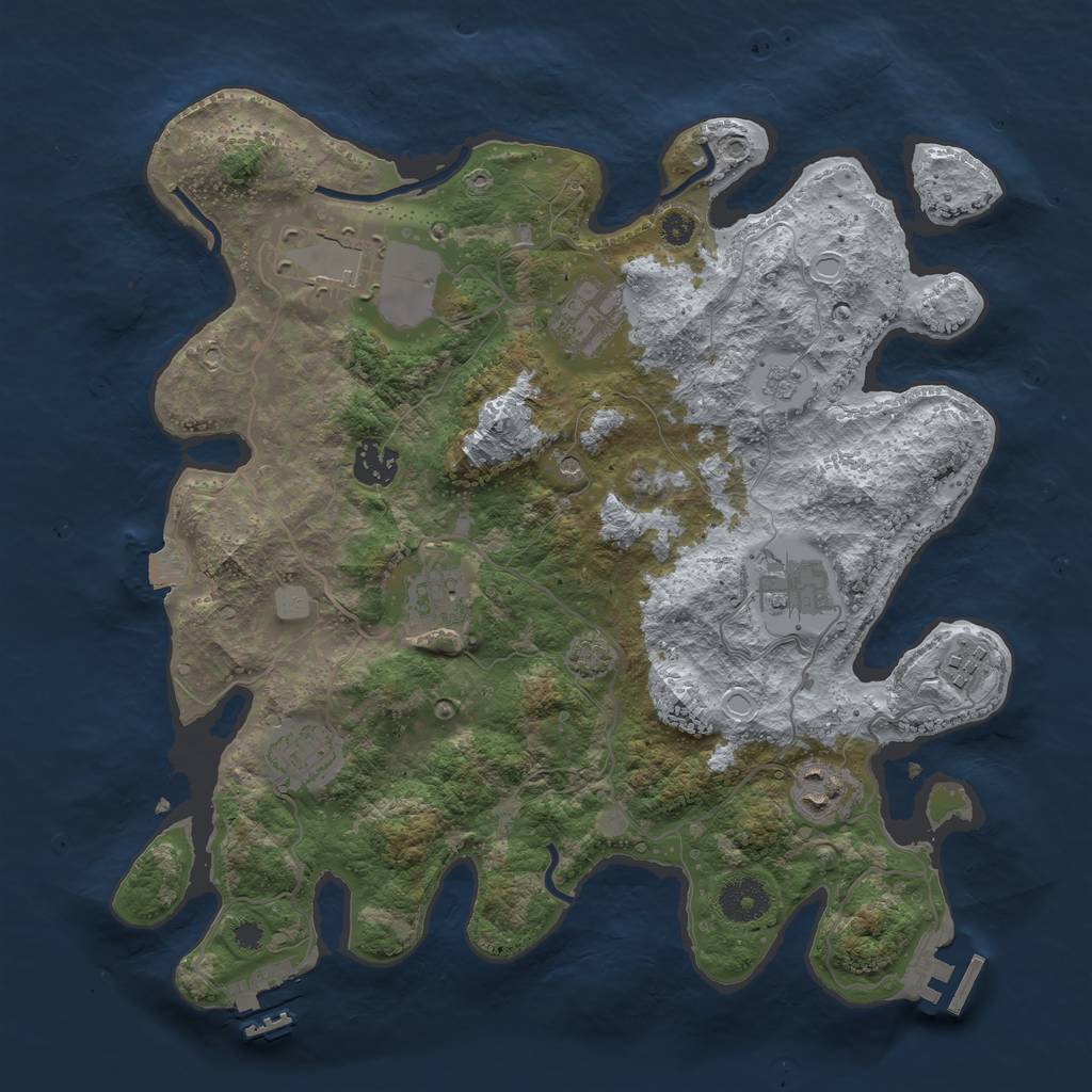 Rust Map: Procedural Map, Size: 3500, Seed: 899909588, 16 Monuments