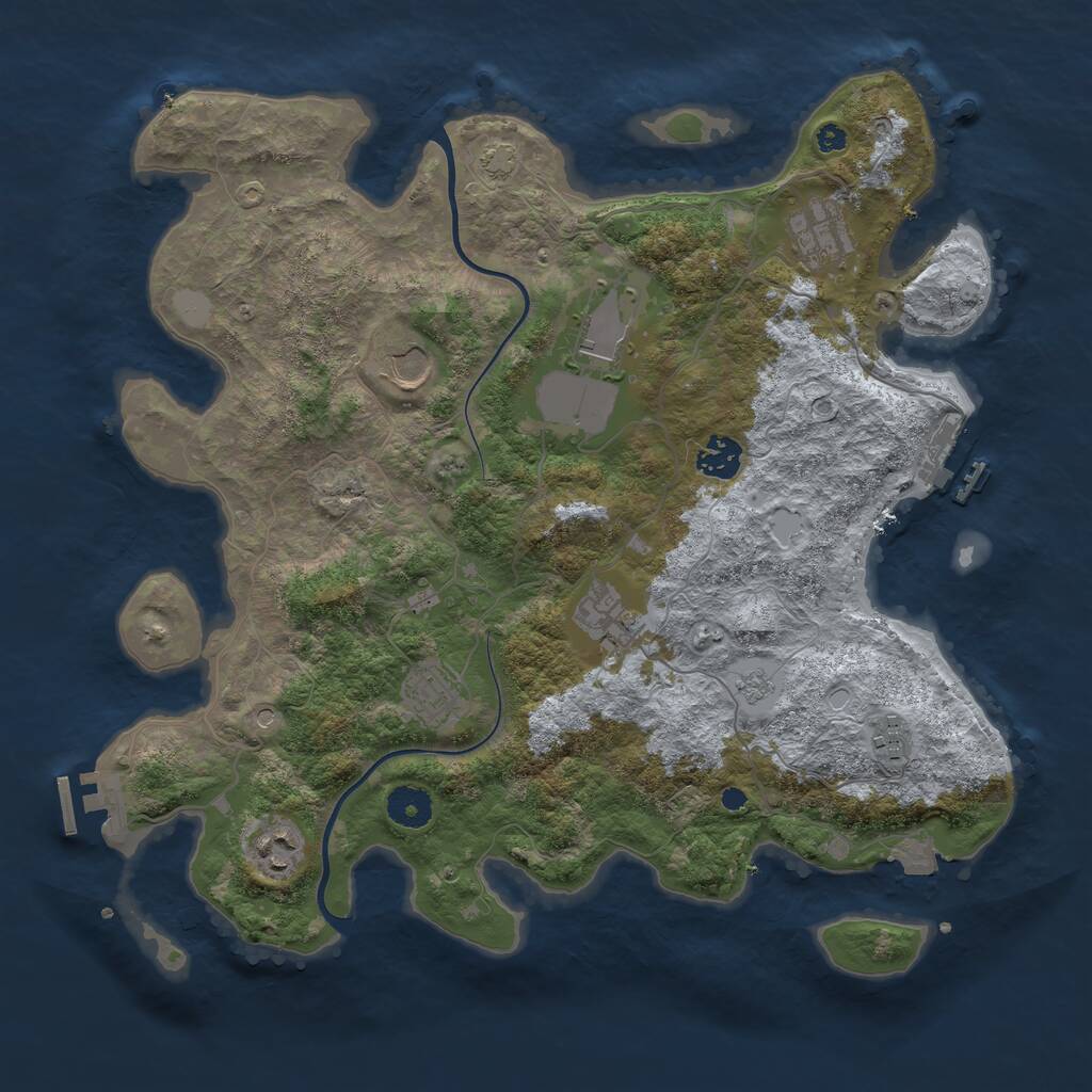 Rust Map: Procedural Map, Size: 3750, Seed: 717430, 14 Monuments