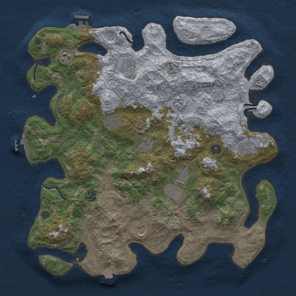 Rust Map: Procedural Map, Size: 4200, Seed: 884579454, 18 Monuments