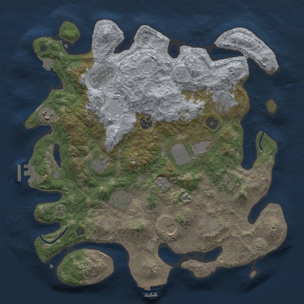 Rust Map: Procedural Map, Size: 3750, Seed: 810582, 18 Monuments