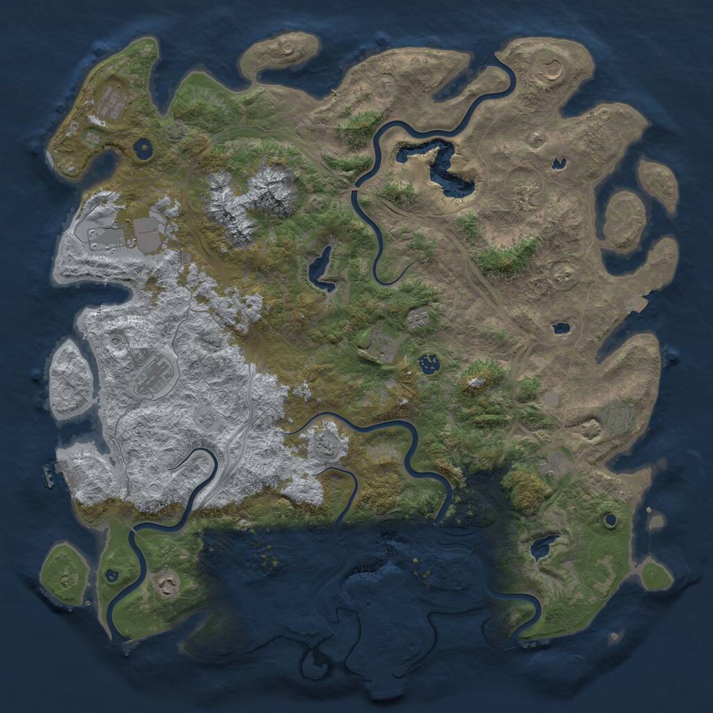 Rust Map: Procedural Map, Size: 5250, Seed: 145236987, 17 Monuments