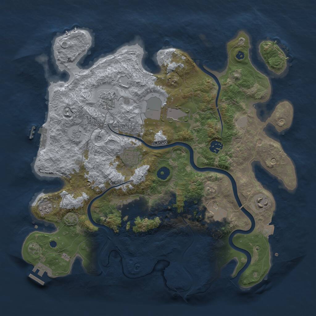 Rust Map: Procedural Map, Size: 3750, Seed: 1291284280, 14 Monuments
