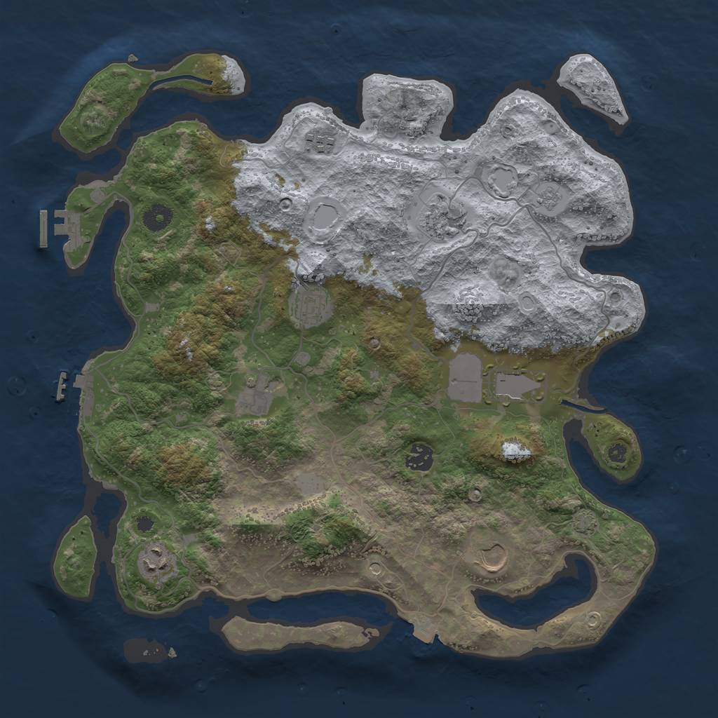 Rust Map: Procedural Map, Size: 3850, Seed: 974867310, 16 Monuments