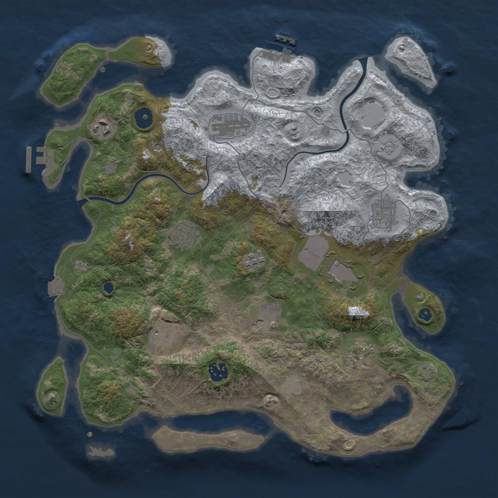 Rust Map: Procedural Map, Size: 3850, Seed: 974867310, 16 Monuments
