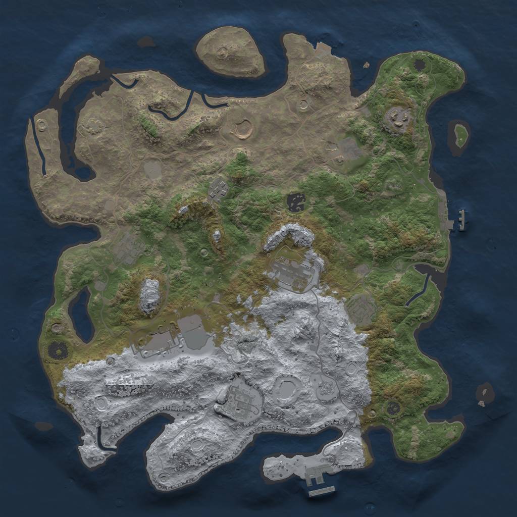 Rust Map: Procedural Map, Size: 3950, Seed: 93494316, 18 Monuments