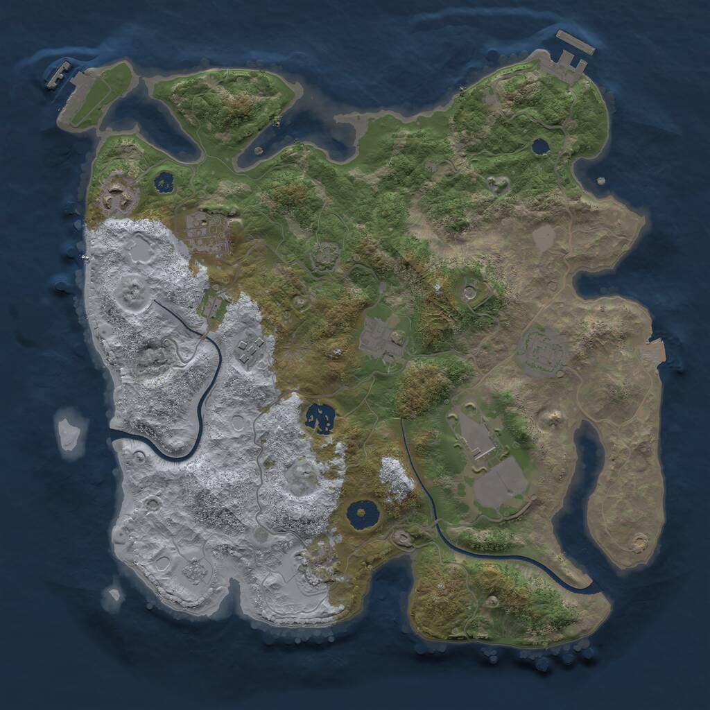 Rust Map: Procedural Map, Size: 3500, Seed: 1963598415, 14 Monuments