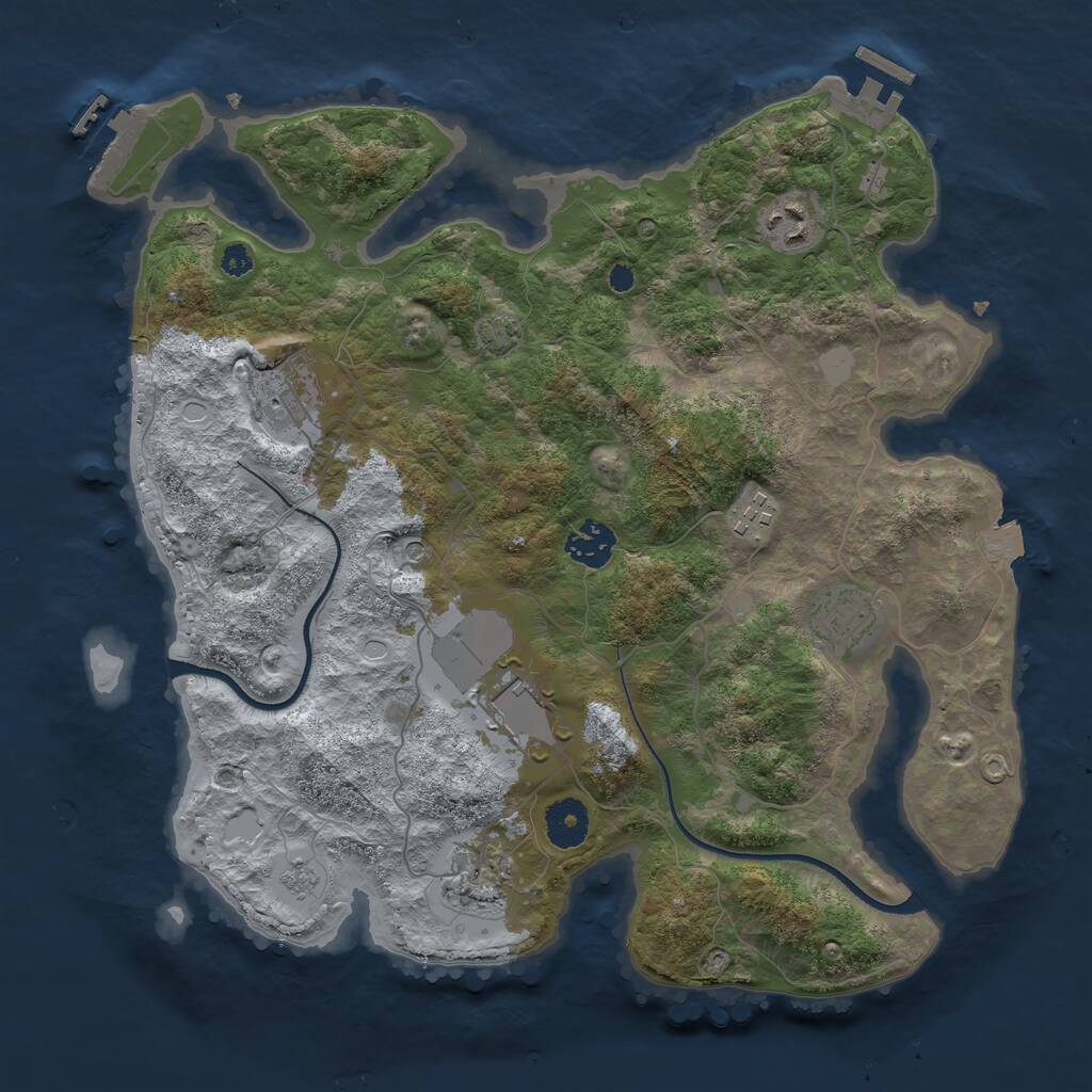 Rust Map: Procedural Map, Size: 3500, Seed: 1963598415, 13 Monuments