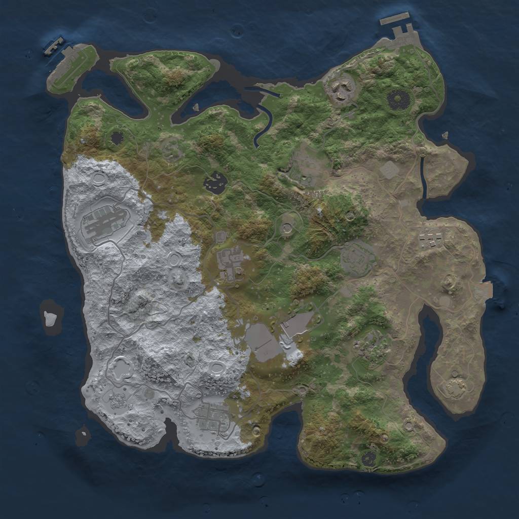 Rust Map: Procedural Map, Size: 3500, Seed: 1963598415, 18 Monuments