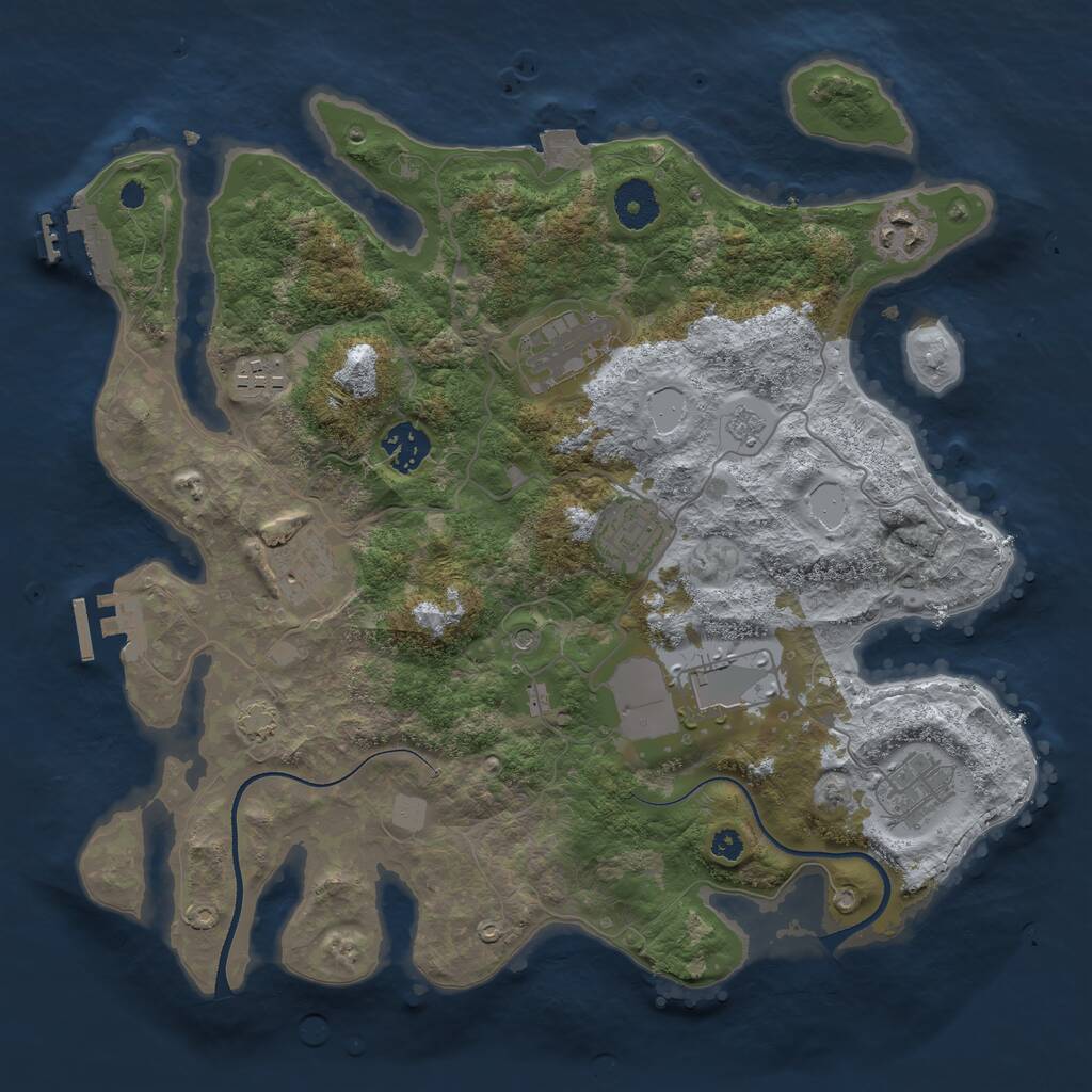 Rust Map: Procedural Map, Size: 3500, Seed: 1304594853, 14 Monuments